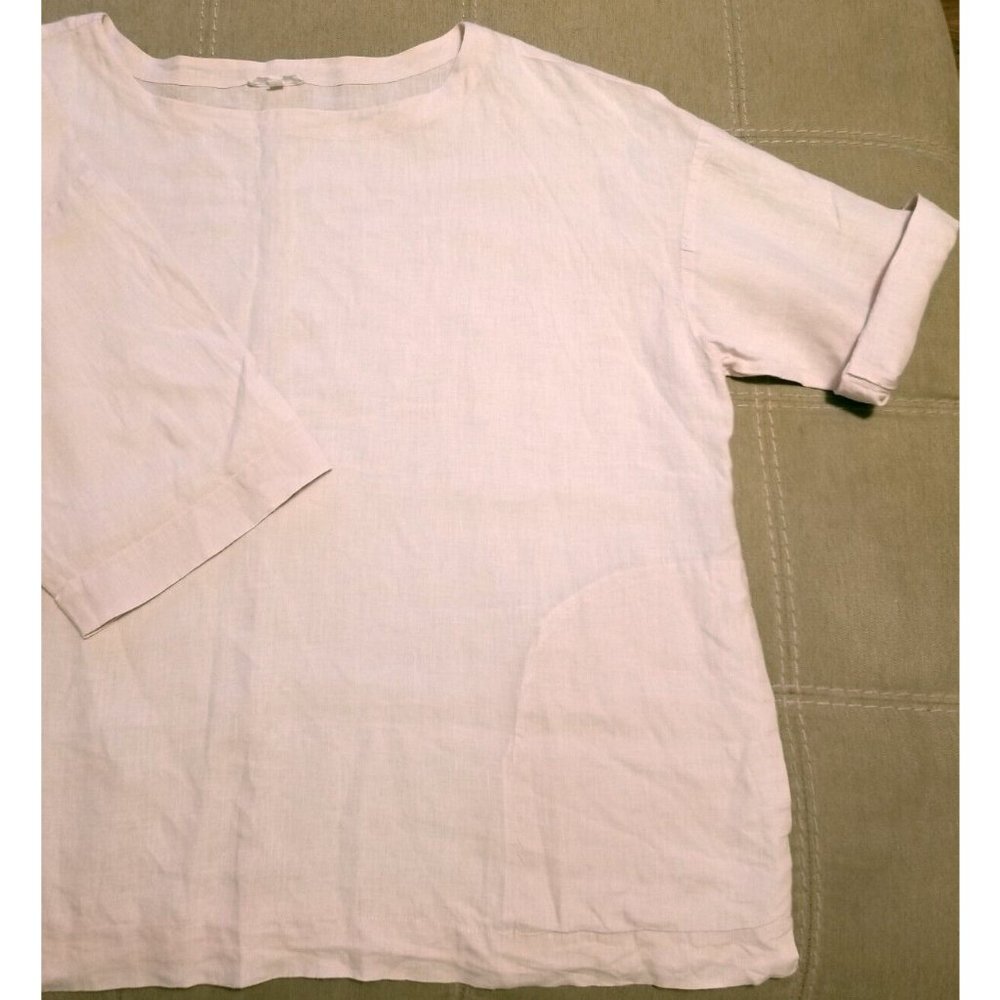 EILEEN FISHER Irish Linen Pink Shirt Women Size L